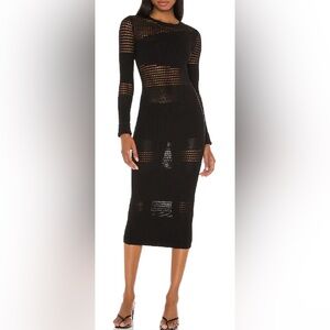 Lovers & Friends Black Tianna Midi Long Sleeve Dress